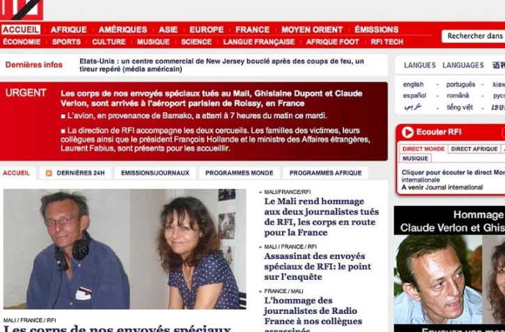 Mali : les corps des deux journalistes de RFI de retour en France