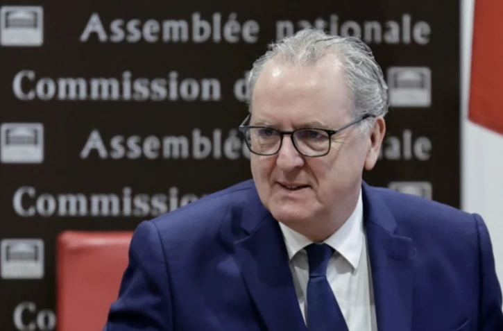 l'ancien président de l'Assemblée nationale et candidat à la présidence du conseil constitutionnel Richard Ferrand lors d'une audition par les députés de la commision des lois de l'Assemble nationale le 19 février 2025 à Paris ( AFP / STEPHANE DE SAKUTIN )
