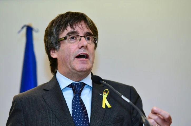Carles Puigdemont, président déchu de Catalogne, lors d'une conférence de presse à Bruxelles, le 6 décembre 2017
