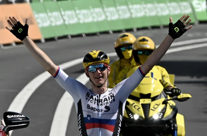 Le Slovène Matej Mohoric vainqueur en solitaire de la 19e étape du Tour de France, entre Mourenx et Libourne, le 16 juillet 2021