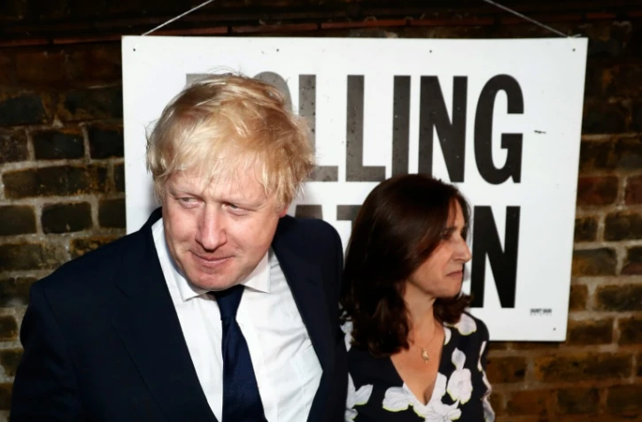 Boris Johnson et sa femme Marina Wheeler à leur arrivée au bureau de vote le 23 juin 2016 à Londres