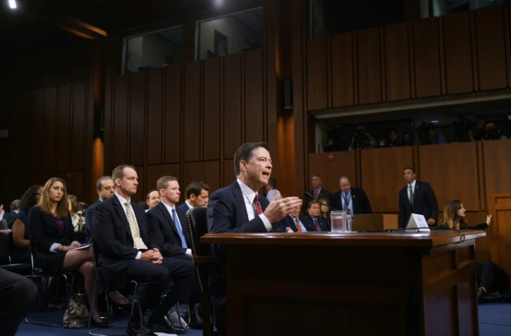 L'ex-directeur du FBI James Comey lors de son audition au Sénat américain, le 8 juin 2017 à Washington