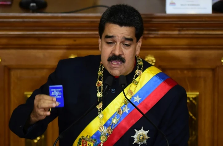 Le président vénézuélien Nicolas Maduro lors de son discours devant l'assemblée consituante à Caracas le 10 août 2017