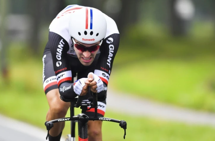 Le Néerlandais Tom Dumoulin lors du contre-la-montre individuel lors dde la 2e étape du BinckBank Tour, le 8 août 2017 à Voorburg