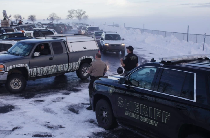 Un véhicule de police aux abords du parc national Malheur, le 6 janvier 2016 près de Burns, dans l'Oregon