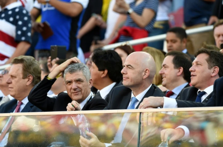 Le président la Fifa Gianni Infantino (3e en partant de la gauche) los du match de Copa America Etats-Unis - Colombie le 3 juin 2016 à Santa Clara en Californie
