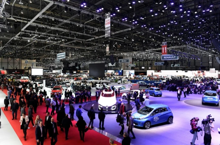Le Salon de l'automobile de Genève, le 7 mars 2017, à la veille de l'ouverture au public