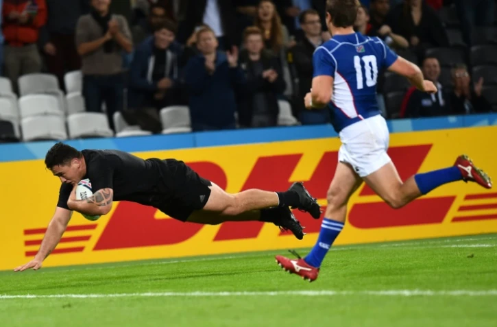 Le Néo-Zélandais Codie Taylor inscrit un essai face à la Namibie, le 24 septembre 2015 au Stade Olympique de Londres