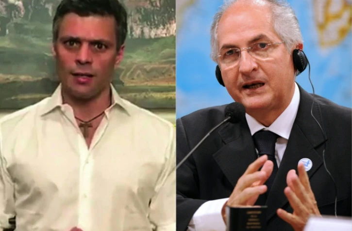 Un montage photo des deux leaders de l'opposition vénézuélienne, Leopoldo Lopez (G) et Antonio Ledezma