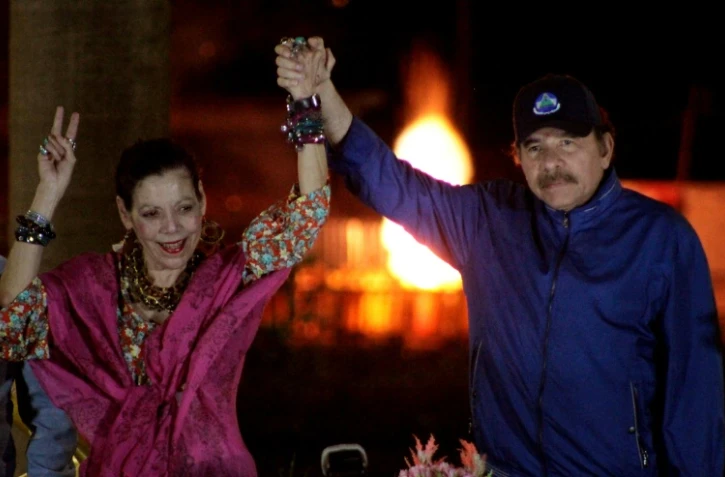 Le président du Nicaragua Daniel Ortega et son épouse, la vice-présidente Rosario Murillo, le 21 mars 2019 à Managua