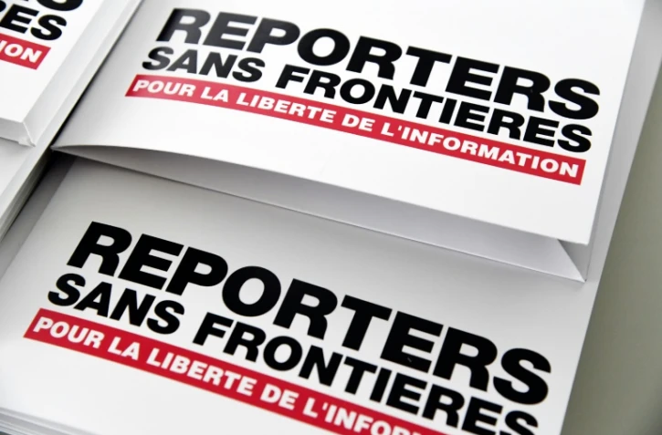 Le rapport annuel de Reporters sans frontières présenté lors d'une conférence de presse, le 25 avril 2018 à Paris