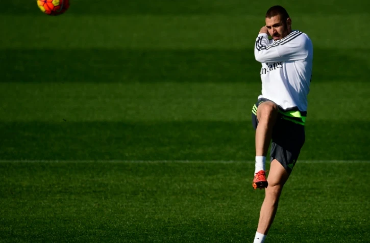 L'attaquant français du Real Madrid Karim Benzema à l'entraînement à Madrid, le 7 novembre 2015