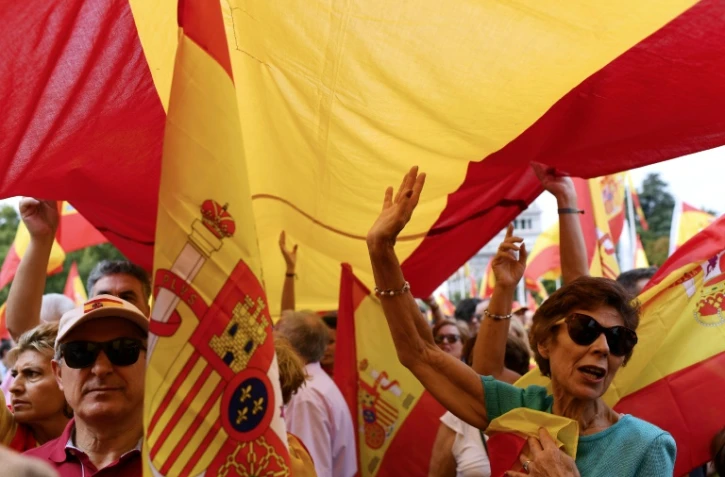 Manifestation pour défendre l'unité de l'Espagne à la veille d'un référendum d'autodétermination convoqué par les indépendantistes de Catalogne, le 30 septembre 2017 à Madrid