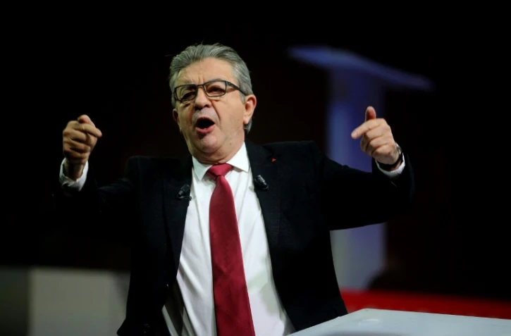 Jean-Luc Mélenchon lors d'un meeting à Reims, le 17 octobre 2021
