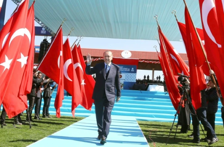 Le président turc Recep Tayyip Erdogan le 18 mars 2017 à Canakkale en Turquie