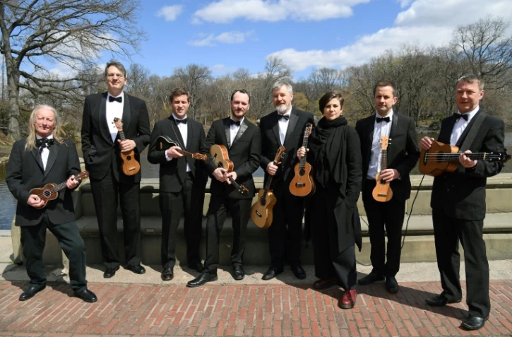 Le Ukulele Orchestra of Great Britain, à Central Park (New York), le 5 avril 2018