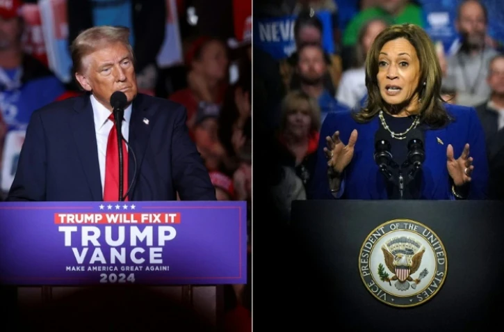 Donald Trump et Kamala Harris, en campagne dans le Nevada le 31 octobre 2024