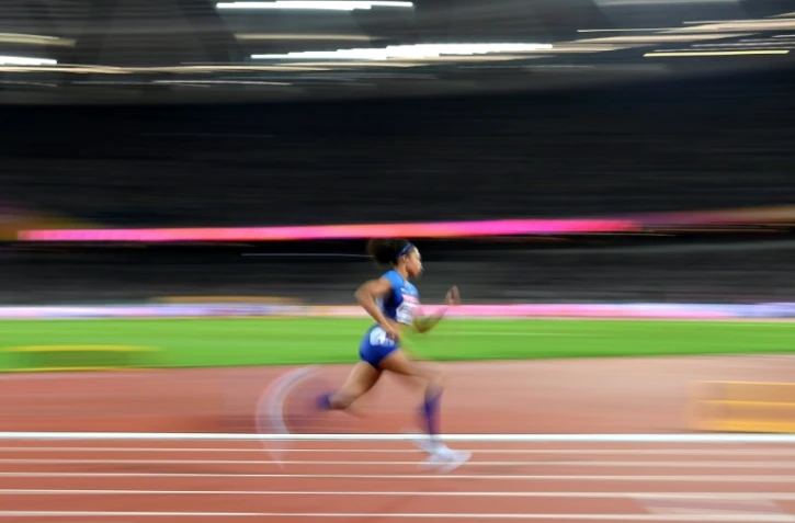 L'Américaine Allyson Felix en demi-finales du 400 m aux Mondiaux, le 7 août 2017 à Londres