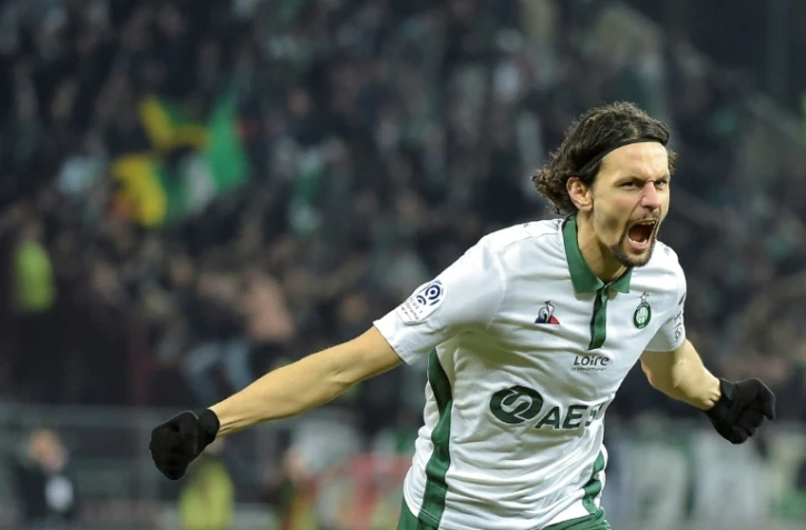 Le défenseur de Saint-Etienne Neven Subotic buteur lors de la victoire 1-0 sur Dijon en 26e journée de L1 le 22 février 2019