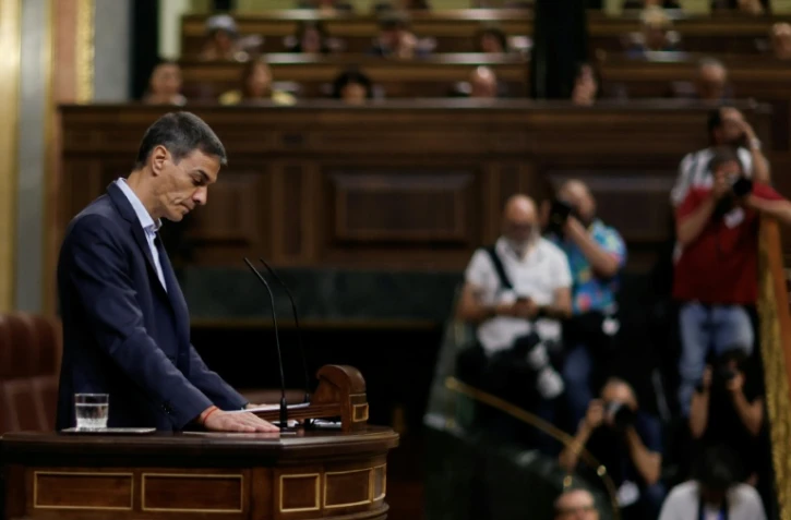 Le Premier ministre espagnol Pedro Sánchez s'exprime devant les députés à Madrid, le 24 juin 2026