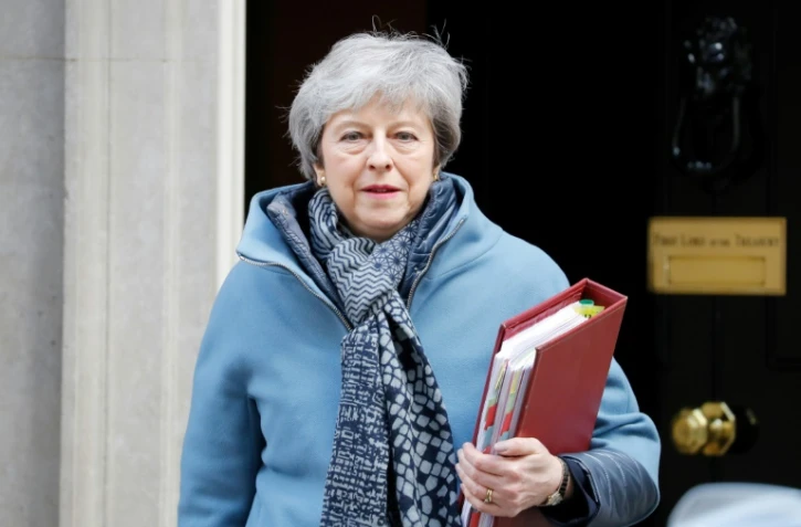 La Première ministre britannique Theresa May quitte le 10 Downing Sreet à Londres, le 3 avril 2019