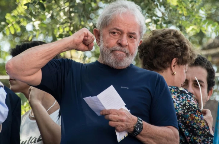 L'ex-président brésilien Luiz Inacio Lula da Silva, incarcéré depuis plus d'un an et demi pour corruption, à Sao Paulo le 7 avrl 2018