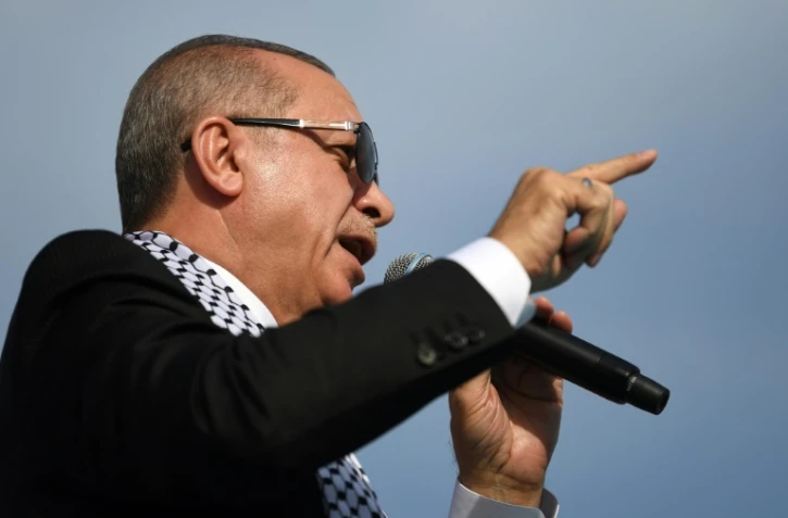 Le président turc Recep Tayyip Erdogan lors d'un rassemblement à Istanbul le 18 mai 2018