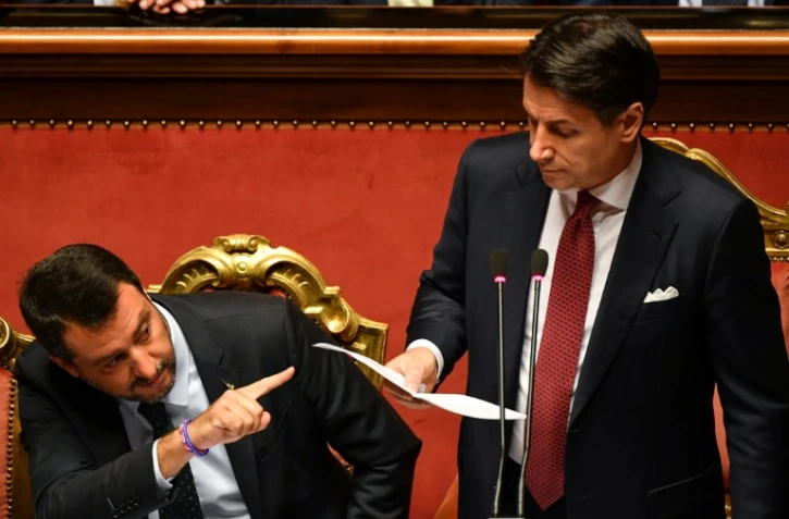 Le Premier Ministre italien Giuseppe Conte le 20 août 2019 au Sénat italien à Rome