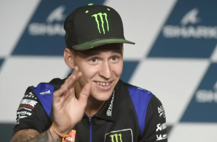 Le pilote français Fabio Quartararo en conférence de presse avant le GP de France de MotoGP, le 12 mai 2022 au Mans 