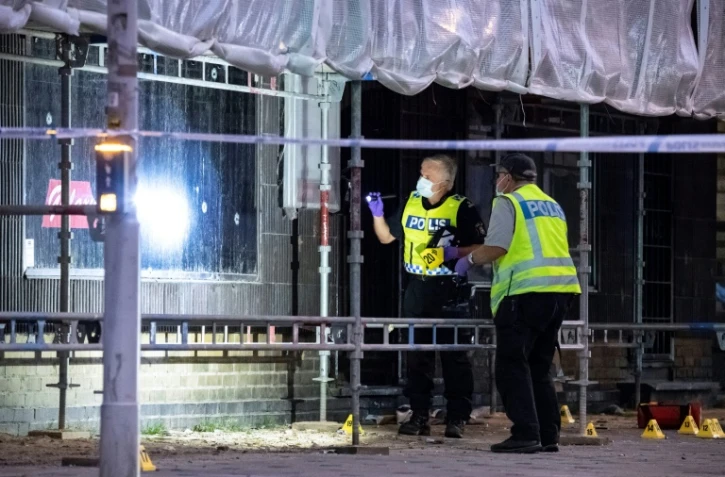 DEs policiers sur les lieux de la fusillade à Malmö, en Suède, le 18 juin 2018

