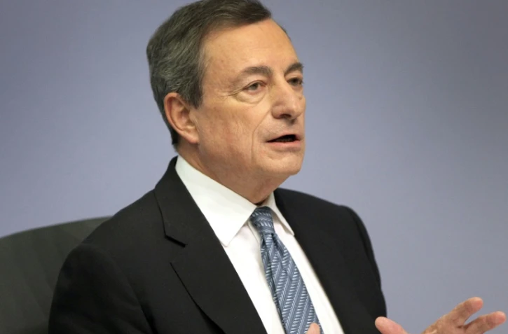 Mario Draghi annonce l'abandon du programme de rachats d'actifs, devant la presse à Francfort-sur-le-Main, en Allemagne, le 13 décembre 2018