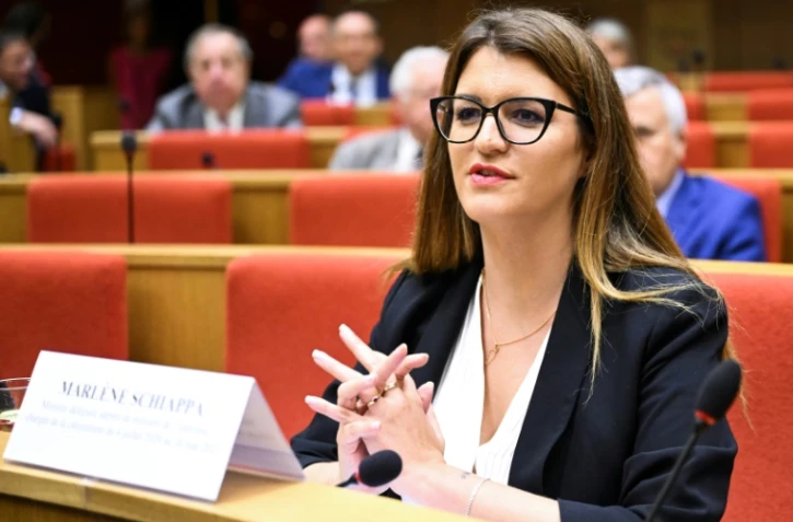 Marlène Schiappa devant la commission d'enquête du Sénat sur le Fonds Marianne, le 14 juin 2023 à Paris