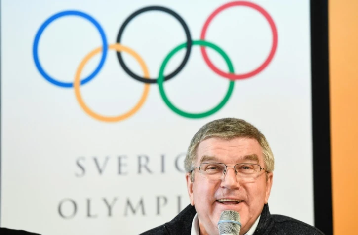 Le président du Comité international olympique (CIO), Thomas Bach, en conférence de presse, le 16 mars 2018 à Are en Suède