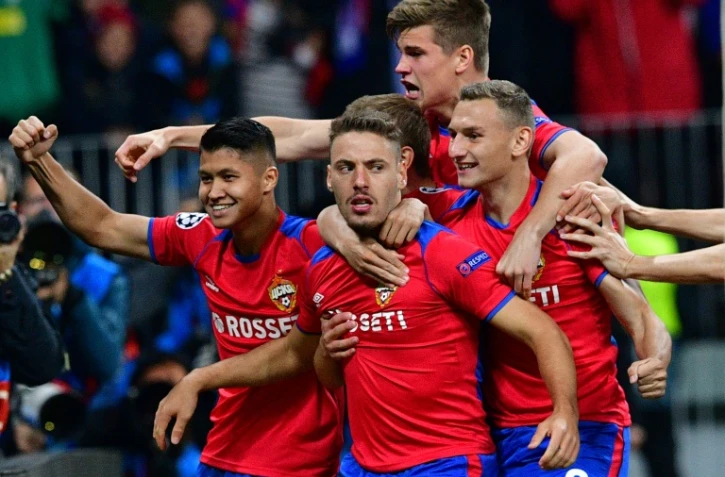 Le joueur du CSKA Moscou Nikola Vlasic (c) auteur du but de la victoire 1-0 face au Real Madrid en 2e journée de Ligue des champions le 2 octobre 2018