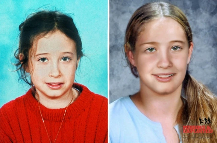 Montage d'une photo d'Estelle Mouzin (G), issue de l'avis de recherche lors de sa disparition en 2003 et d'une photo distribuée par la police à la presse le 19 janvier 2010 la représentant vieillie