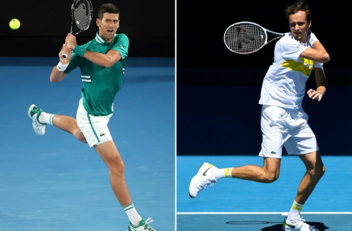 Photomontage de Novak Djokovic (g) et Daniil Medvedev, finalistes de l'Open d'Australie 2021