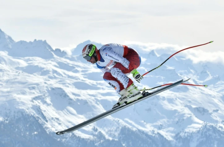 Le Suisse Beat Feuz lors de la descente messieurs des Mondiaux de ski alpin à St Moritz, le 14 février 2017