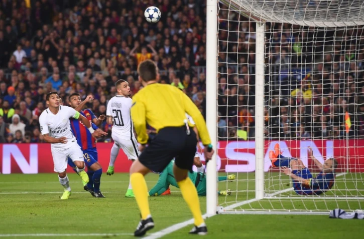 Le but contre son camp du Parisien Layvin Kurzawa, le 8 mars 2017 à Barcelone (2-0, 40e minute)