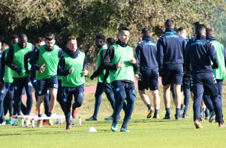 Les joueurs de Naples à l'entraînement, le 5 décembre 2017 à Castel Volturno