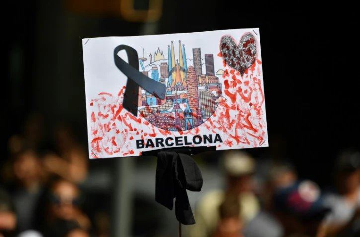 Un dessin en hommage aux victimes de l'attentat de Barcelone, le 18 août 2017 dans la capitale catalane