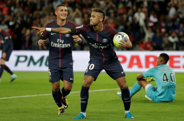 La recrue du PSG Neymar après son but contre Toulouse, le 20 août 2017 au Parc des Princes