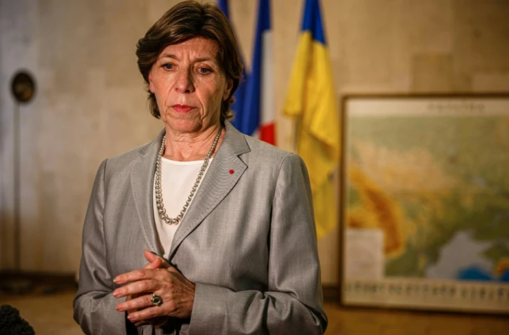 La nouvelle ministre des Affaires étrangères Catherine Colonna, ici à l'ambassade de France à Kiev le 30 mai 2022, fait face à une grogne des diplomates