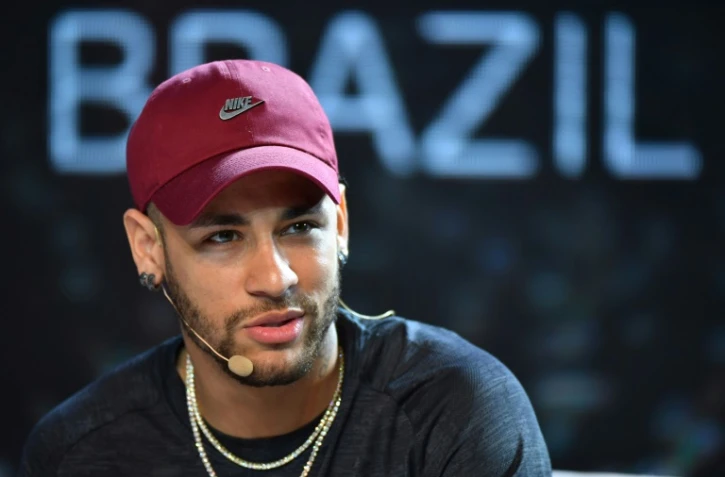 L'attaquant vedette du PSG Neymar lors d'un événement promotionnel, le 17 avril 2018 à Sao Paulo