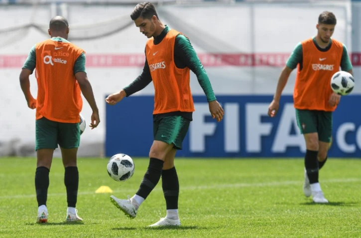 L'attaquant portugais André Silva lors d'un entraînement au camp de base de sa sélection à Kratovo, le 16 juin 2018
