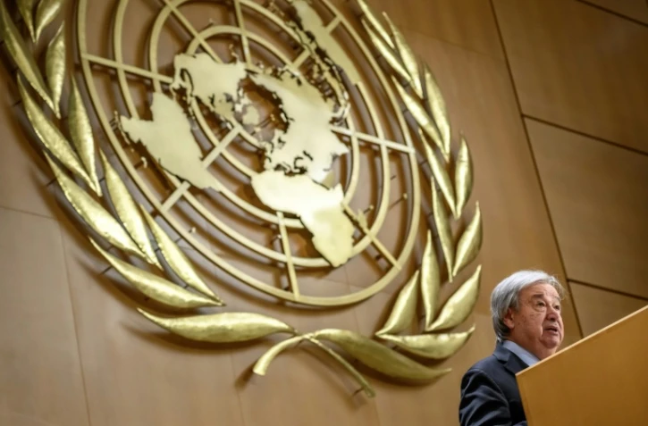 Le secrétaire général de l'ONU Antonio Guterres à Genève le 23 février 2026