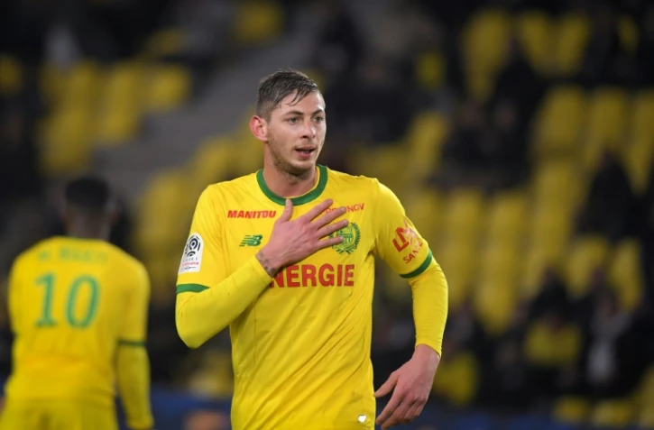 L'attaquant argentin Emiliano Sala, sous le maillot nantais, face Ă Montpellier le 9 janvier 2018 Ă La Beaujoire