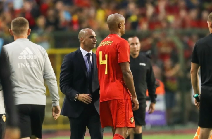 Le capitaine de la Belgique Vincent Kompany sort, blessé, contre le Portugal en match amical, le 2 juin 2018 à Bruxelles