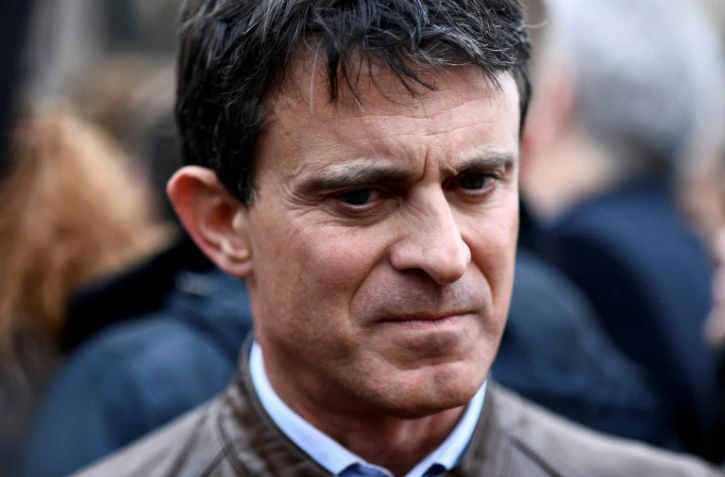L'ex-Premier ministre français Manuel Valls, candidat à la mairie de Barcelone, à la manifestation contre Pedro Sanchez le 10 février 2019 à Madrid