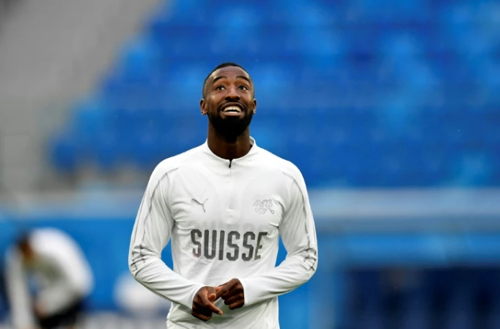 Le défenseur Johan Djourou lors d'une séance d'entraînement de l'équipe Suisse, le 2 juillet 2018 à Saint-Pétersbourg 