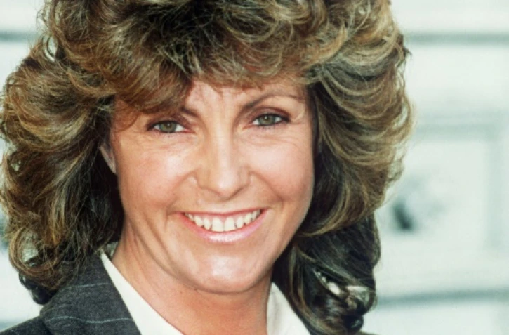 La comédienne Chantal Nobel à la sortie du Palais de justice d'Aix-en-Provence, le 13 février 1990.